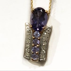 10K yellow gold .81 CTW Iolite pendant